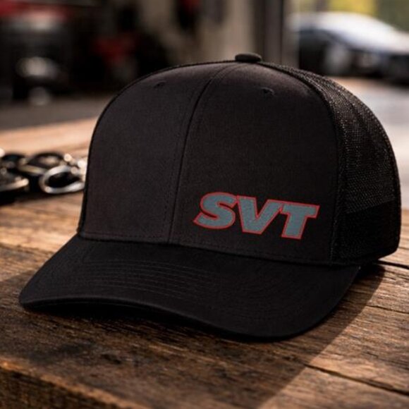 Retro Ford SVT Hat Flexfit Black Embroidered Performance Racing Cap Fitted NWT